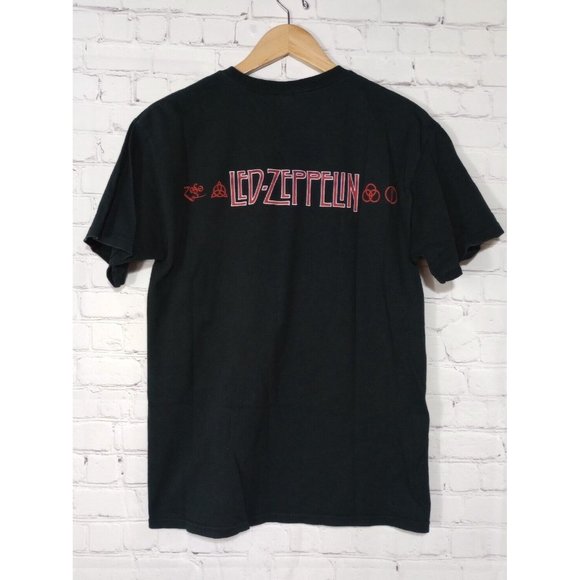 Led Zeppelin Men's Black T-Shirt Black Album Graphic Size M 2004 Myth Gem Hanes - Picture 2 of 6